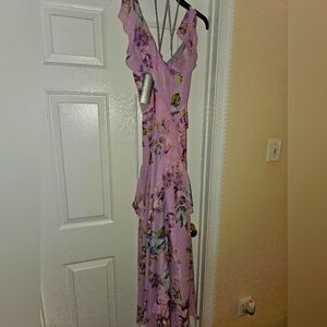 Floral Pink Ruffle Maxi Dress